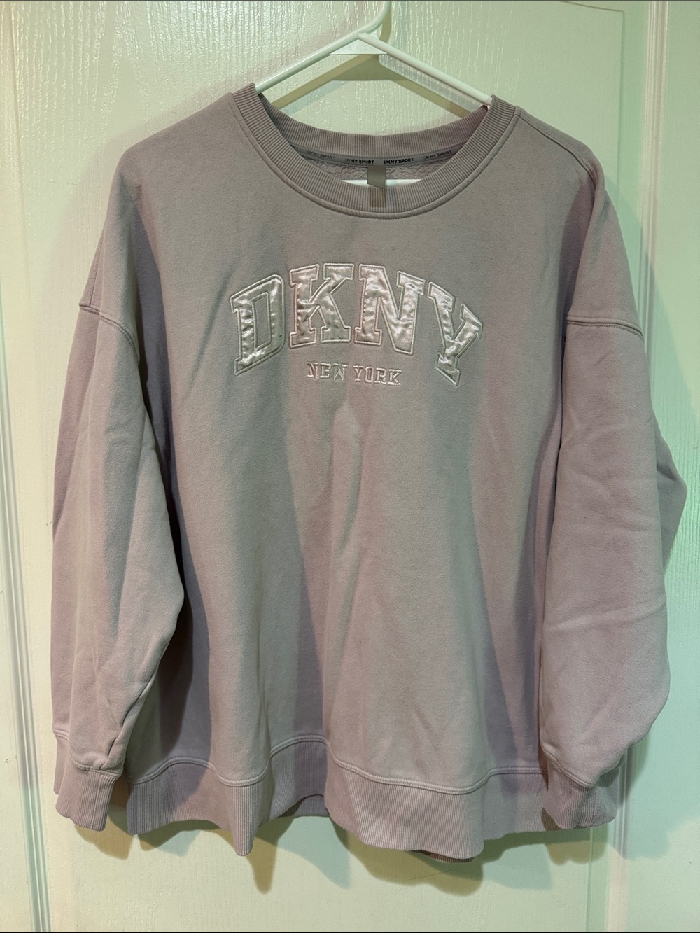 DKNY Pale Lavender Crewneck Sweatshirt with Embroidered Logo